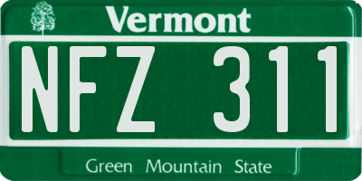 VT license plate NFZ311