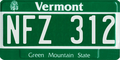 VT license plate NFZ312