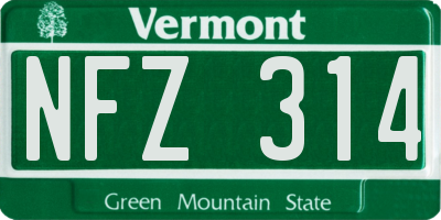 VT license plate NFZ314