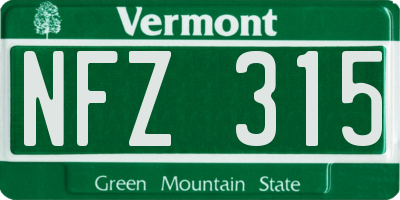 VT license plate NFZ315