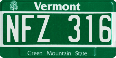 VT license plate NFZ316