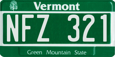 VT license plate NFZ321