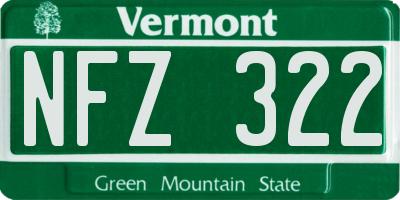 VT license plate NFZ322