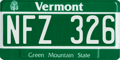 VT license plate NFZ326