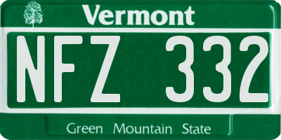 VT license plate NFZ332