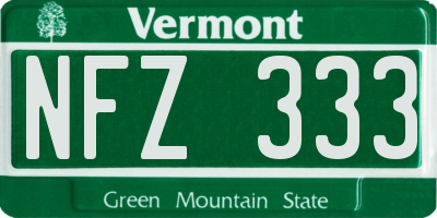 VT license plate NFZ333