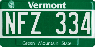 VT license plate NFZ334
