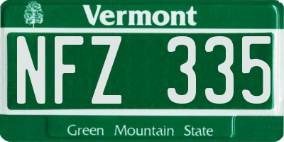 VT license plate NFZ335