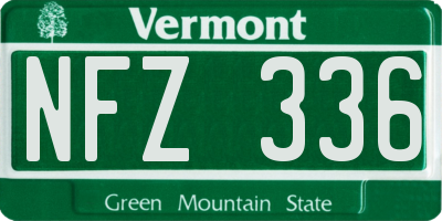 VT license plate NFZ336