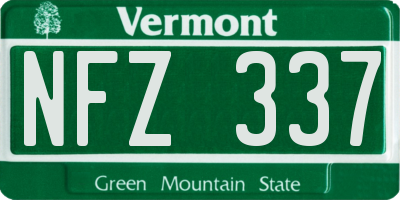 VT license plate NFZ337