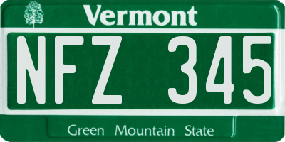 VT license plate NFZ345
