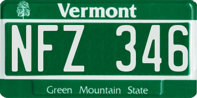 VT license plate NFZ346