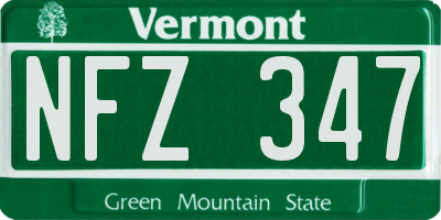VT license plate NFZ347