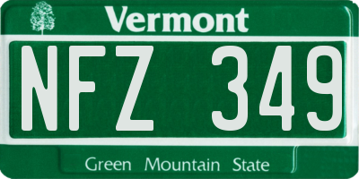 VT license plate NFZ349