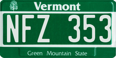 VT license plate NFZ353
