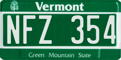 VT license plate NFZ354