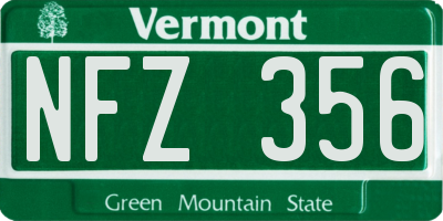 VT license plate NFZ356