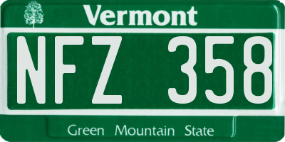 VT license plate NFZ358
