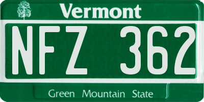 VT license plate NFZ362