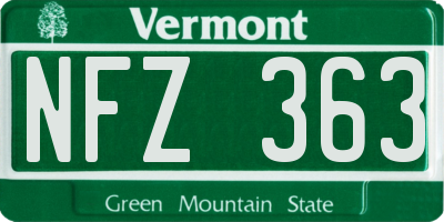 VT license plate NFZ363
