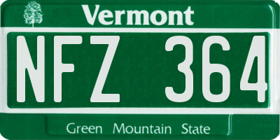 VT license plate NFZ364