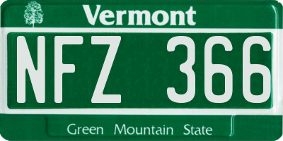 VT license plate NFZ366