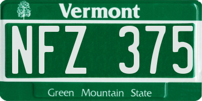 VT license plate NFZ375