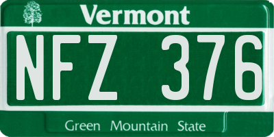 VT license plate NFZ376