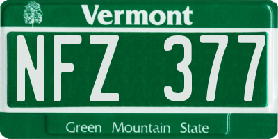 VT license plate NFZ377