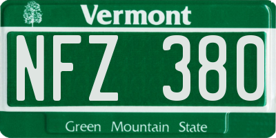 VT license plate NFZ380
