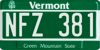 VT license plate NFZ381
