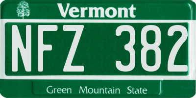 VT license plate NFZ382
