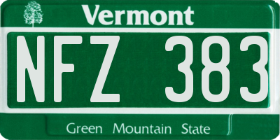 VT license plate NFZ383