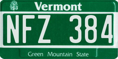 VT license plate NFZ384