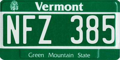 VT license plate NFZ385