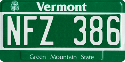 VT license plate NFZ386