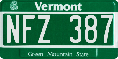 VT license plate NFZ387