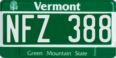 VT license plate NFZ388