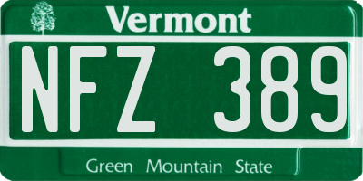 VT license plate NFZ389