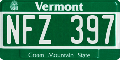VT license plate NFZ397