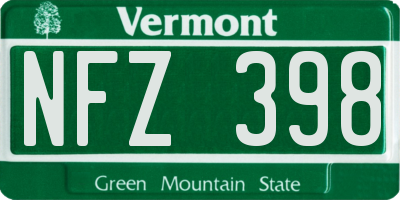 VT license plate NFZ398
