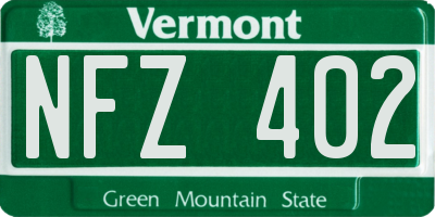 VT license plate NFZ402
