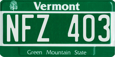 VT license plate NFZ403