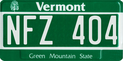 VT license plate NFZ404