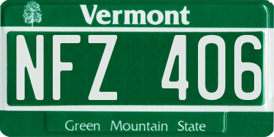 VT license plate NFZ406