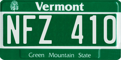 VT license plate NFZ410