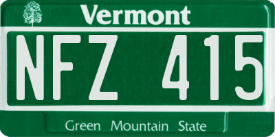 VT license plate NFZ415