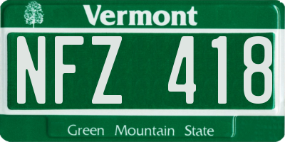 VT license plate NFZ418