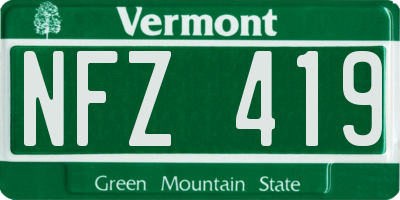 VT license plate NFZ419