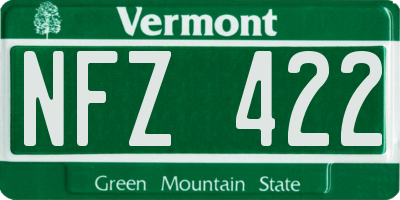 VT license plate NFZ422